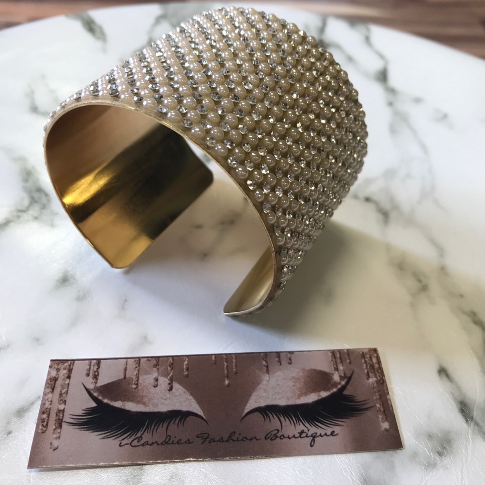 ‼️ Pearl Rhinestone Diamond Cuff Bracelet